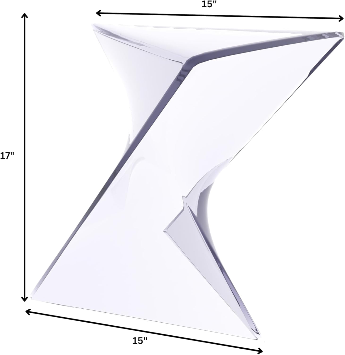 LeisureMod 15.75" Triangular Side Table, Stackable Plastic Accent End Table for Indoor & Outdoor Use, Weather-Resistant Modern Patio & Living Room Table, Set of 2, Clear