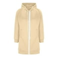 thumbnail image 4 of idosla Long Hoodies for Women Full Zip Up Pullover Tunic Sweatshirts with Pockets Trendy Fall Winter Clothes Y2K (Beige, L), 4 of 4