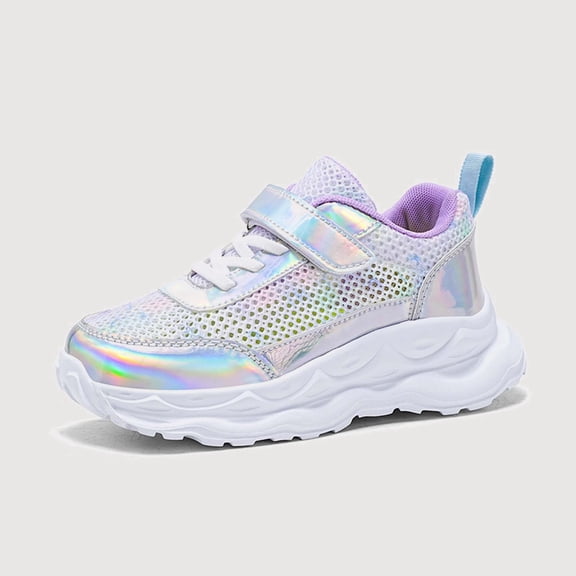 Gyujnb Colorful Mesh Platform Sneakers with Adjustable Strap for All Season Casual Wear (Little Girls,Big Girls),9.5-10 Years