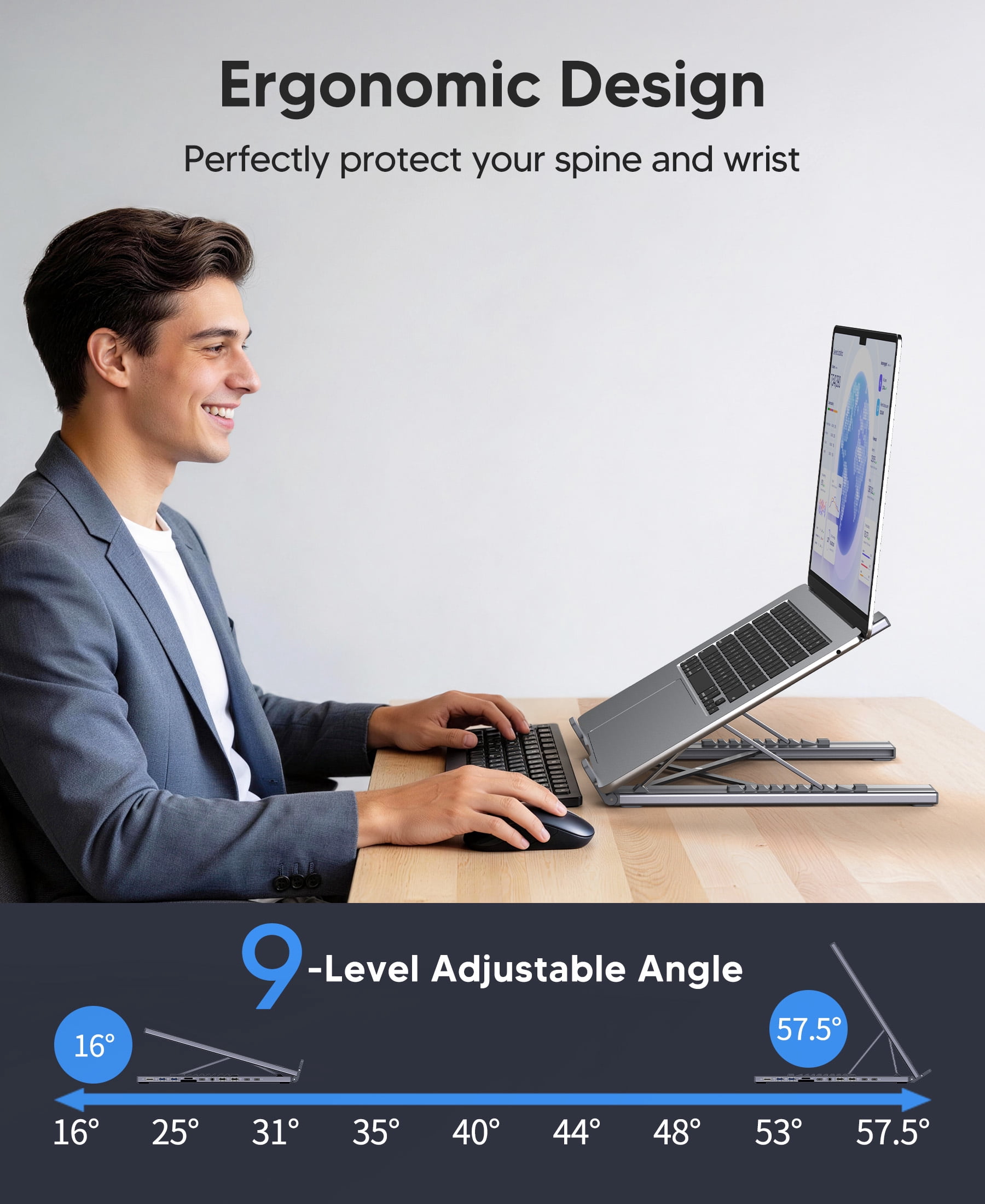 USB C Laptop Docking Station Stand with 4K HDMI, 11 Ports | Powered USB C Hub | Adjustable Laptop Stand for 10-17" Laptops | Lightweight & Portable Design | Ideal for Tablets, Laptops Stand
