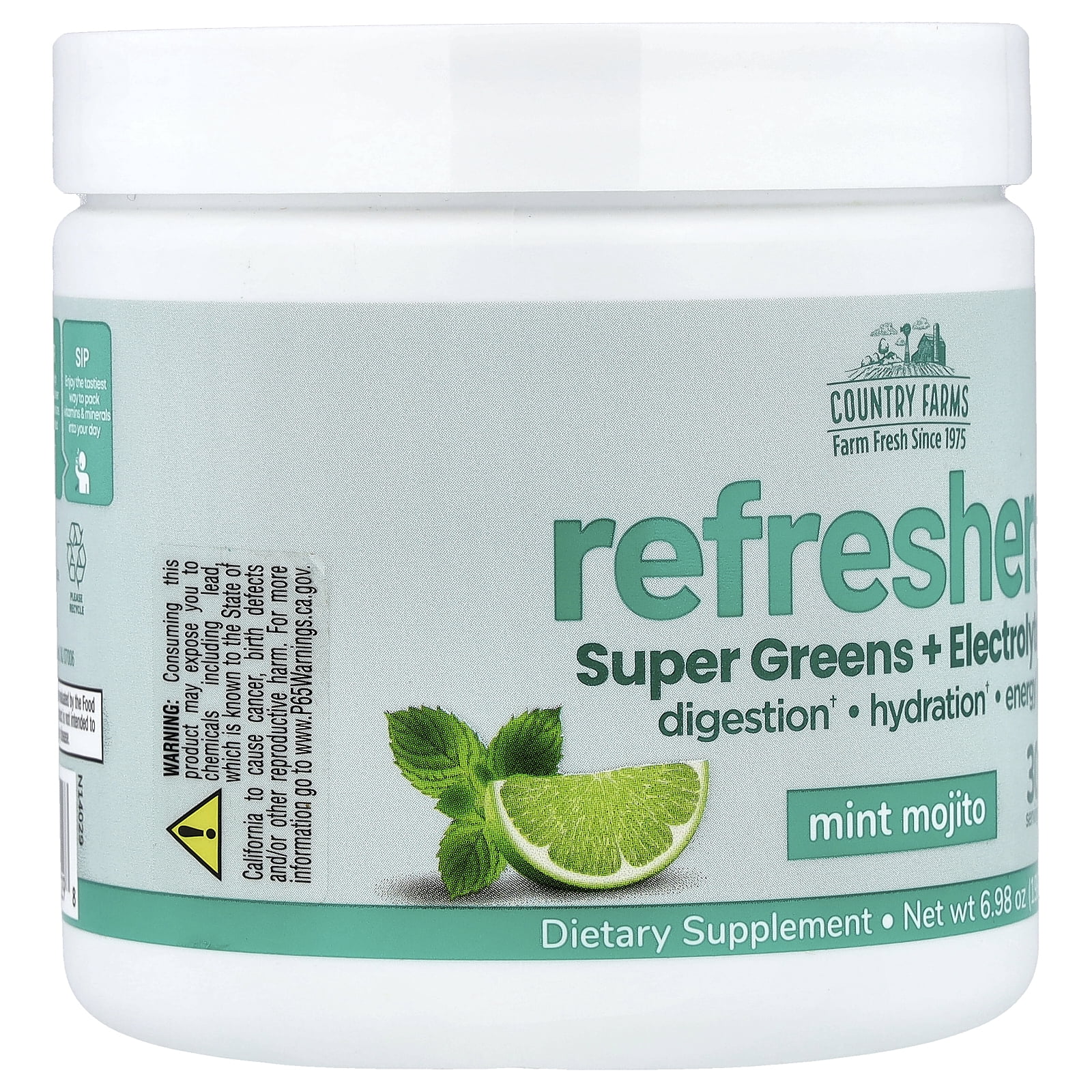 Country Farms Refreshers, Super Greens + Electrolytes, Mint Mojito , 6.98 oz (198  g)
