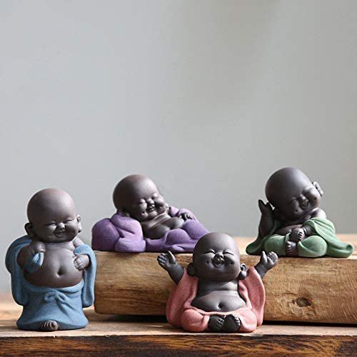 Small Cute Buddha Statue Monk Figurine Creative Baby Handmade Ornament Gift  Classic Chinese Delicate Ceramic Arts And Crafts Tea Accessories