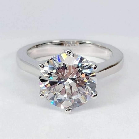 14k Medium Flower Ring - ON SALE - Victoria 14K White Gold 4CT Round Cut IOBI Simulated Diamond Solitaire Ring 6.5 / 14K Solid White Gold