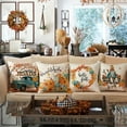 thumbnail image 2 of Fall Decor Pillow Covers 16x16 Set of 4 Thanksgiving Decorations Blue and Orange Pumpkins Outdoor Fall Farmhouse Decorative Throw Pillow Covers Autumn Harvest Cushion Case for Couch Sofa, 2 of 6