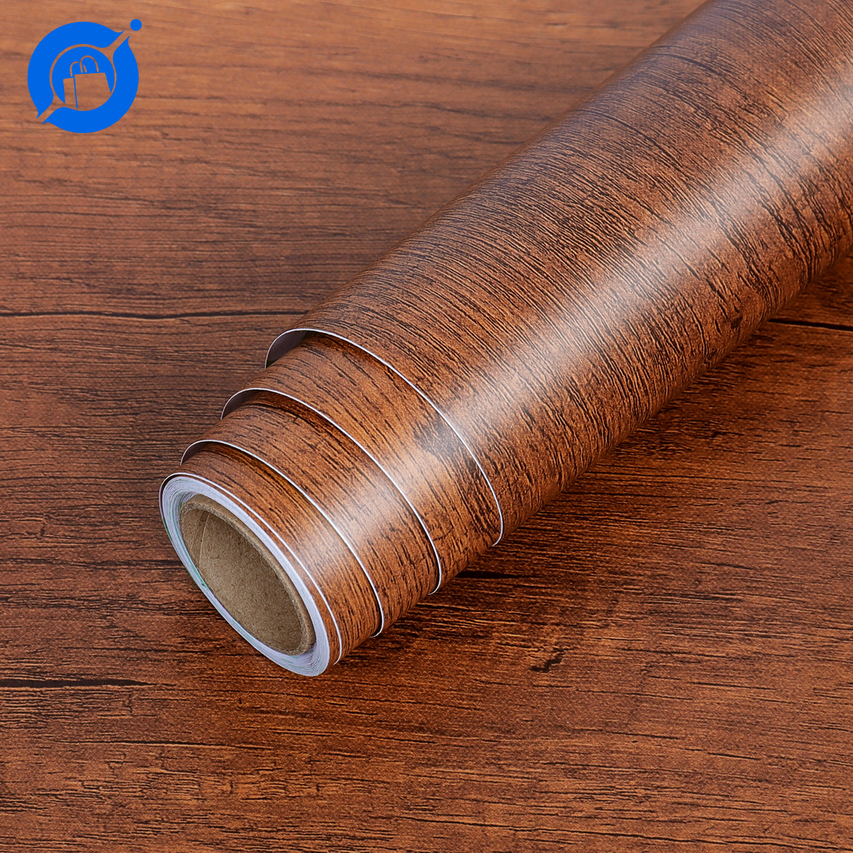 Reliable from SXM 36”x160” Brown Wood Contact Paper Peel and Stick