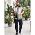 thumbnail image 5 of DARING DIVA Men's Big Tall Colorblock Striped Short Sleeve Button-Down Shirt XL Black, 5 of 7