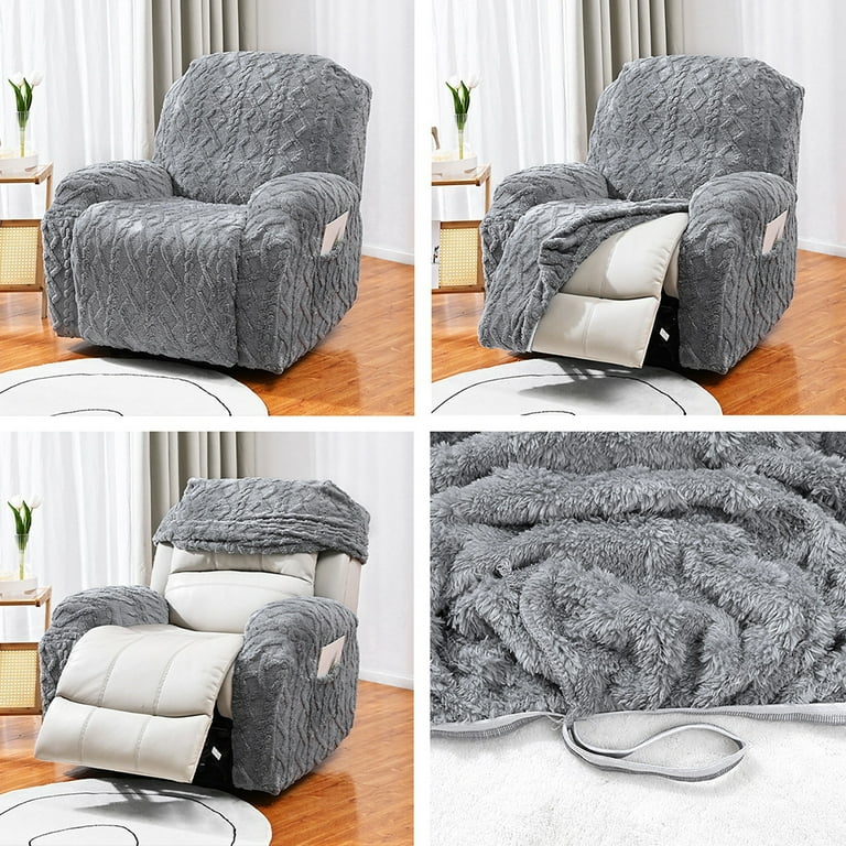 Recliner Cover All Inclusive Design Recliner Covers Rocking Chair Cover for Pet Soft Thick Fiber Furniture Protector with Elastic Bottom