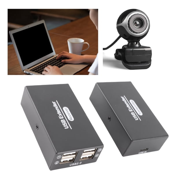 Extensor USB, 4 Puertos USB 2.0 A Través De Ethernet Hasta 120 M, Plug And Play, Soporta Todos Los Sistemas Operativos Con Adaptador De Corriente Para PC Laptop Teclado
