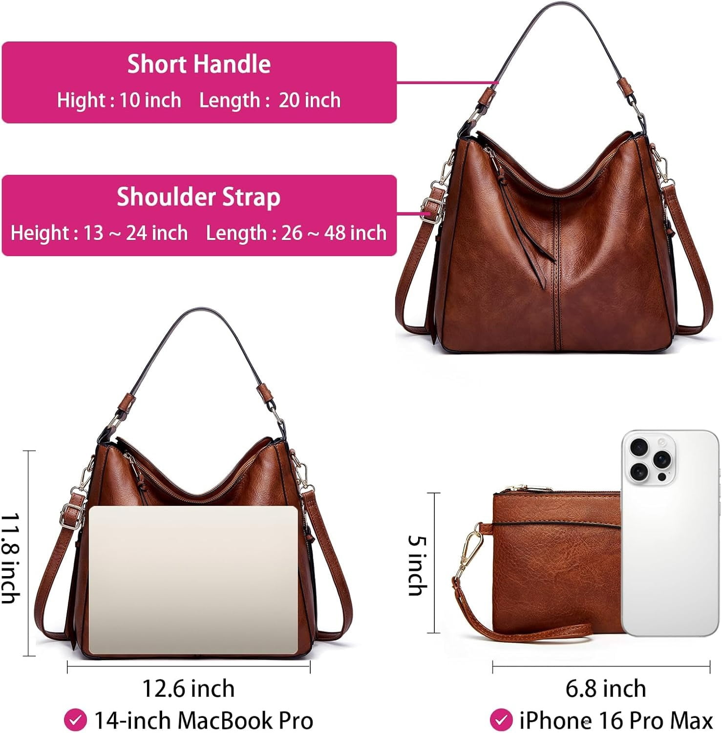 Gmdisc Hobo Bag for Women Crossbody Purse and Handbags Ladies Chic Shoulder Bags, Brown