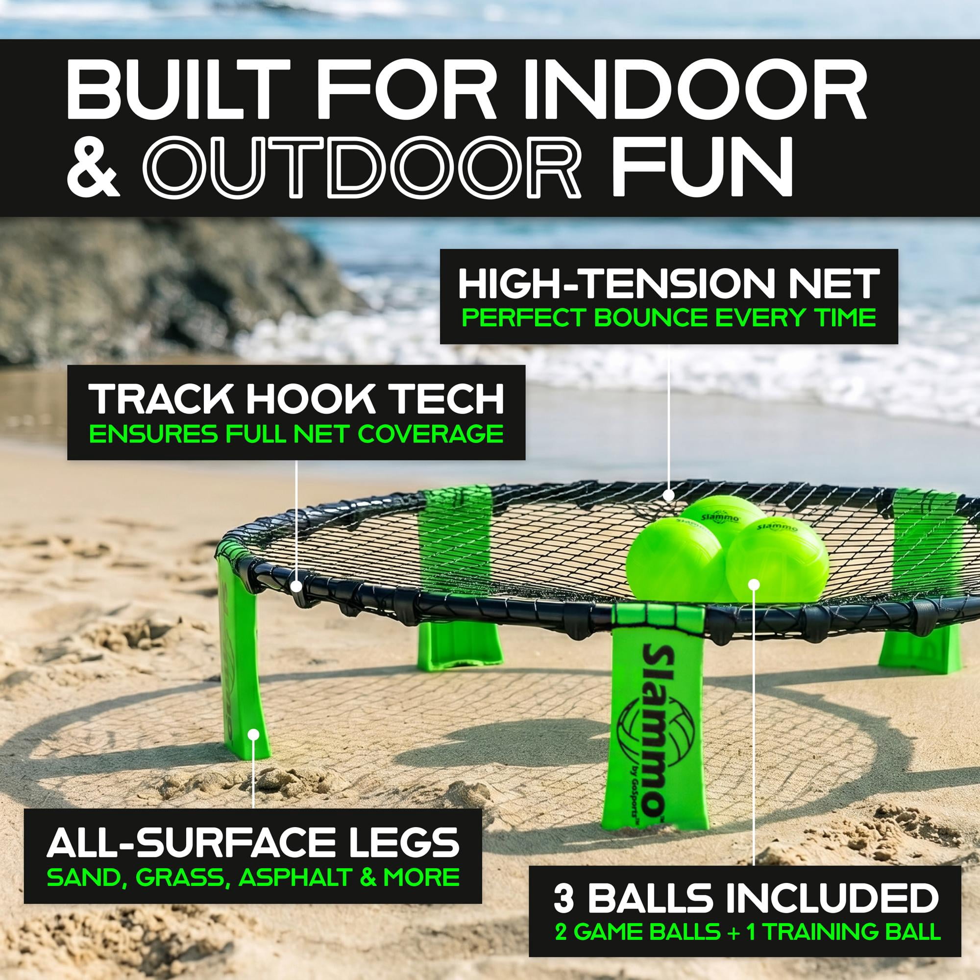 GoSports Slammo Outdoor Game Set - Beach Lawn Game Set - Includes 3 Balls, Carrying Case and Rules