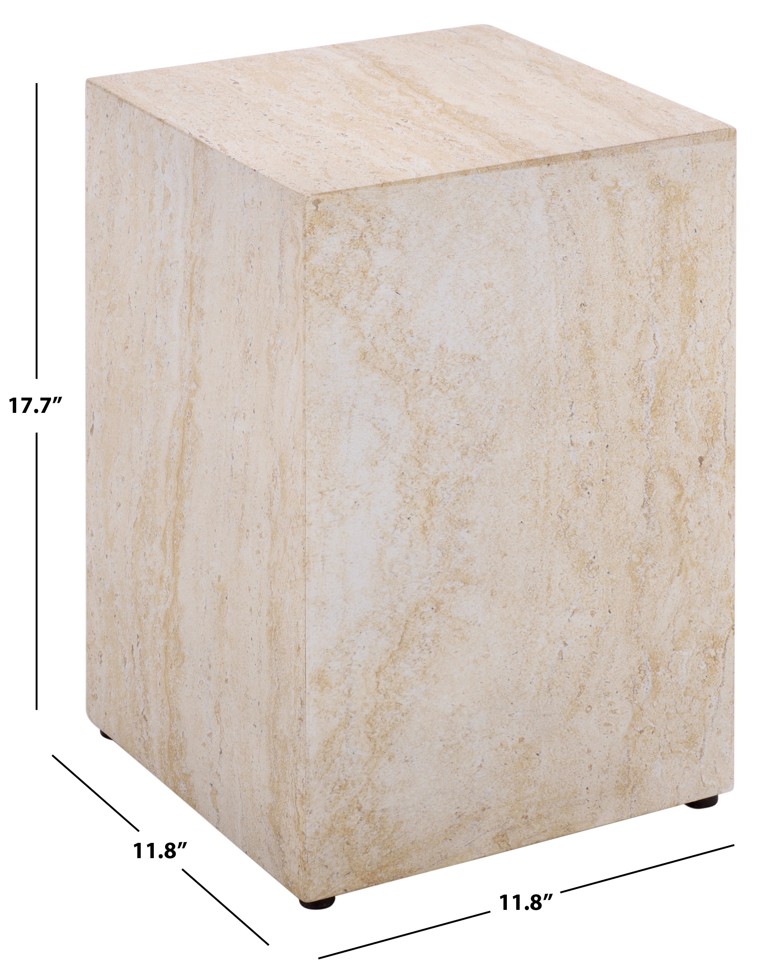 Safavieh Tina Cube Outdoor Polystone End Table, Travertine