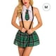 thumbnail image 1 of Conjunto de ropa interior sexy Traje de traje de escenario de tentación uniforme Traje de ropa de cosplay suave, Verde negruzco, M Yuarrent XX000043-16, 1 of 7