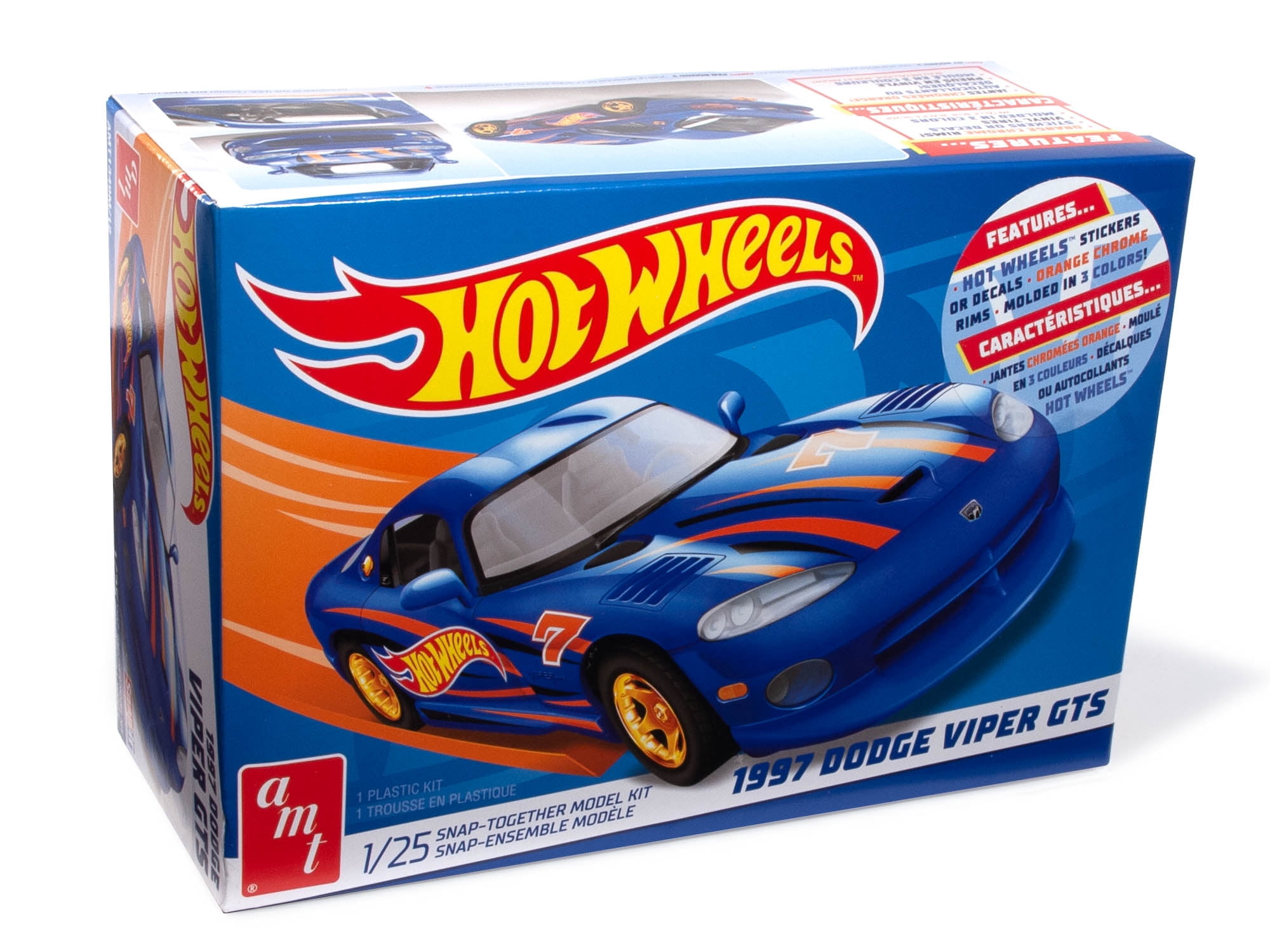 AMT AMT1349M Skill 1 Snap Model Kit 1997 Dodge Viper GTS Hot Wheels 1-25 Scale Model Car