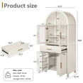 thumbnail image 3 of PORKISS Arched Kitchen Pantry Storage Cabinet, 71" Tall Wood Pantry Shelves with 4 Doors, 1 Large Drawer, Adjustable Shelves for Dining Room Living Room, White, 3 of 11