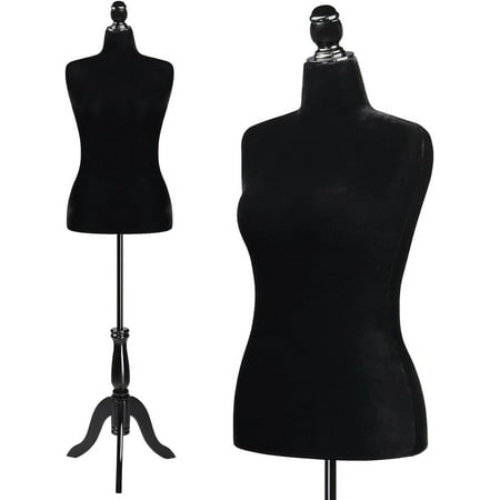 Bonnlo Female Dress Form Size 10-16, Adjustable Height Torso Body with Upgraded Tripod Stand, Medium Size Mannequin for sewing and display (14-16, Black)
