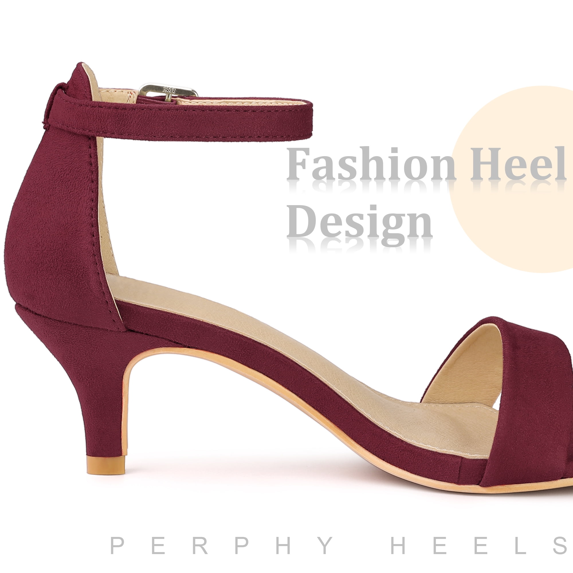 Unique Bargains Women's Kitten Heel Open Toe Ankle Strap High Heels Sandals
