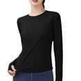 thumbnail image 4 of Hfyihgf Women's Long Sleeve Running Shirts with Thumbholes Stretch Breathable Athletic Quick Dry Mesh Back Yoga Tops Workout T-Shirt(Black,S), 4 of 4