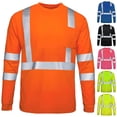 thumbnail image 5 of Ecqkame Men's Reflective Striped Tops High Visibility Safety Workwear Long Sleeve Shirts Breathable Mesh Crew Neck T-Shirt Orange XXL, 5 of 5