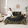 thumbnail image 4 of Homewish Gold Gothic Skull Twin Bedding for Kids, Old Fashion Boho Flower Bedding Comforter Set, Black Reversible, 7-Piece, 4 of 7