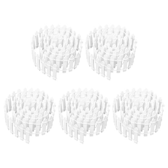 OUNONA 5-Pack White Plastic Garden Picket Fence Edging Decorative Border for Bonsai Plants and Landscape Decoration