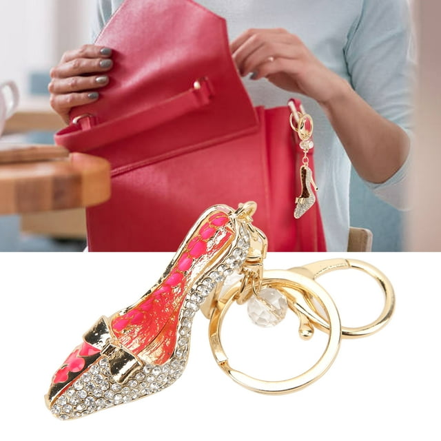 Key Chains Women High Heels Shape Compact Elegant Style Pendant for Handbag DecorationPink