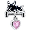 thumbnail image 3 of Body Candy 16 Gauge 1/4 Pink CZ Gem Sleepy French Bulldog Dangle Cartilage Earring Stainless Steel for Women, 3 of 5