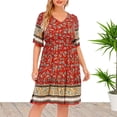 thumbnail image 1 of Mefallenssiah Femmes Oversize Été à la Mode V-Cou à Manches Courtes Imprimé Robe Décontractée, 1 of 5