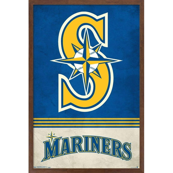 MLB Seattle Mariners - Retro Logo 18 Wall Poster, 14.725" x 22.375", Framed