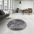 thumbnail image 4 of Ahgly Company Machine Washable Indoor Round Industrial Modern Dark Goldray Black Area Rugs, 6' Round, 4 of 7