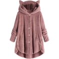 thumbnail image 1 of Xishao - Abrigos para mujer, color sólido, manga larga, forro polar sintético, diseño de orejas de gato, con capucha, botones, chamarra suelta, para invierno, esquí, rosa, talla XXL Xishao ropa, 1 of 2