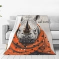thumbnail image 1 of Fotbe Polka Dot Rhino Welcome Manta de Franela Acolchonada con Estampado, Súper Suave y Esponjosa, Extra Grande para Sofá, Cama, Uso Todo el Año-60"x50", 1 of 7