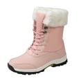 thumbnail image 7 of Hiking Snow Boots for Women Waterproof High Top Lace up Thickened Warm Plush Lace up Winter Outdoor Antislip Mid Calf Booties Pink Size 9.5, 7 of 7