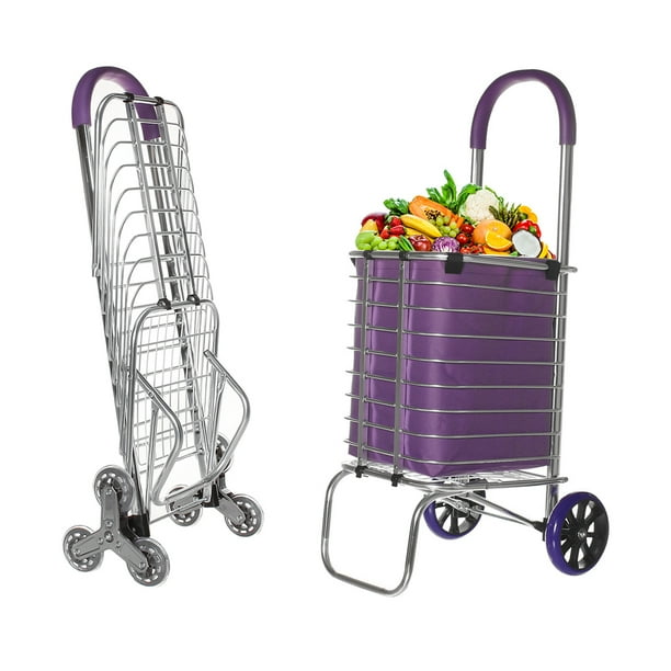 2 / 6 Wheels Shopping Cart Aluminum Oxford Cloth Bag Folding Stairs