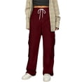 thumbnail image 7 of UDAUDU Cargo Pants for Women Wide Leg High Waist Y2K Parachute Pants with Pockets 2026 Fall Hiking Track Outfits M, 7 of 7