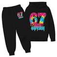 thumbnail image 6 of Kids Outfits Set 6 7 Six Seven Letter Outfits Set Comfortable Child Toddler Boys Girls Long Sleeve Solid Warm Hoodie Pullover Tops Pants Kids Outfits Sweat Suit Black 160(13-14 Years), 6 of 9
