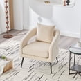 thumbnail image 5 of Modern Velvet Accent Chair with Open Back Design, High-Resilience Foam Cushioning, Metal Legs - Comfortable Lounge Chair for Small Spaces Living Room Bedroom Dining Area, Beige, Easy Assembly, 5 of 9