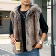 thumbnail image 6 of Zedker Faux Fur Vest Men with Hood Sleeveless Cardigan Fuzzy Fleece Jacket Stand Collar Jacket Thermal Vest Casual Winter Jacket Brown L, 6 of 10