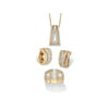 Diamond Accent Two-Tone 18k Gold-Plated Art Deco-Style 3-Piece Earring, Ring and Necklace Set 18"