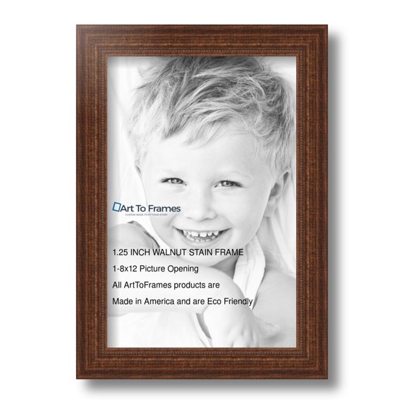 ArtToFrames 8" x 12" Walnut Picture Frame, 8x12 inch Brown Wood Poster Frame (WOM-4096), 2 Pack