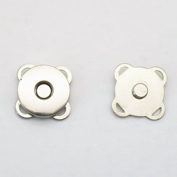 Alloy Magnetic Buttons Snap Magnet Fastener Flower for Cloth & Purse Makings Platinum 14mm 2pcs/set