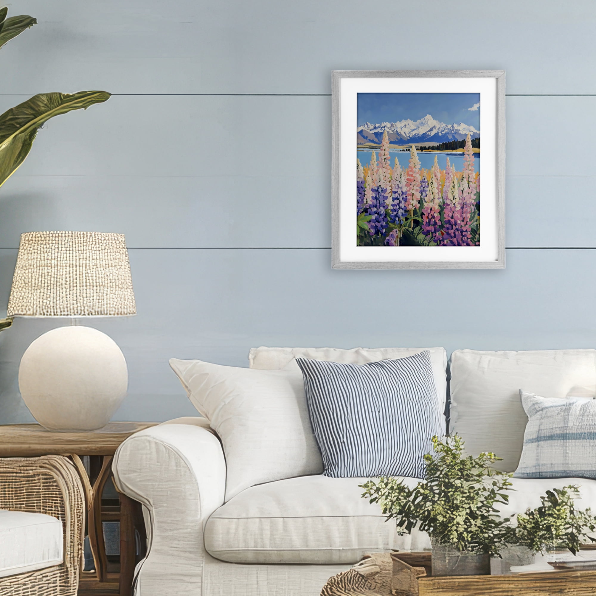 Stupell Industries Mountains & Wildflowers by Lake Gray Framed Print Under Glass, design by The Prints Vibe