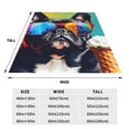 thumbnail image 3 of Fotbe Rainbow Bulldog Sunglasses Manta de Franela Acolchonada con Estampado, Súper Suave y Esponjosa, Extra Grande para Sofá, Cama, Uso Todo el Año-50"x40", 3 of 7