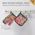 thumbnail image 4 of Yayeee Oven Mitts and Pot Holder Set of 2 Heat Resistant Kitchen Gloves Baking Hot Pad, Art Map, 4 of 5