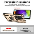 thumbnail image 3 of Heavy Duty Armor Case for Samsung Galaxy A23 4G, Hard PC + TPU Military Grade Shockproof Metal Magnetic Car Mount Cover with Camera Lens Sliding Ring Holder Bracket Case, Gold, 3 of 8