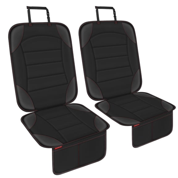 Siivton Car Seat Protector for Child Car Seat - Waterproof Non-Slip Leather Mat with 2 Mesh Pockets, Universal Seat Cover for Baby, Pets & Vehicles(2-Pack,Black)