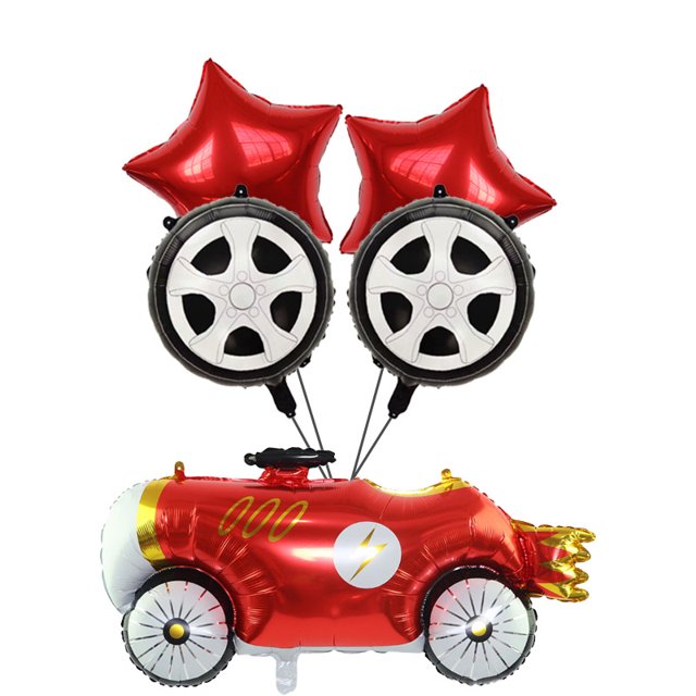 Globo de coche clásico Lightning de 18 pulgadas con forma de rueda redonda, mosaico de estrella de cinco puntas, suministros para festivales, fiestas de bodas