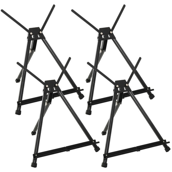 U.S. Art Supply 15" to 21" Adjustable Black Aluminum Tabletop Display Easel (Pack of 4) - Artist Tripod Stand with Wings