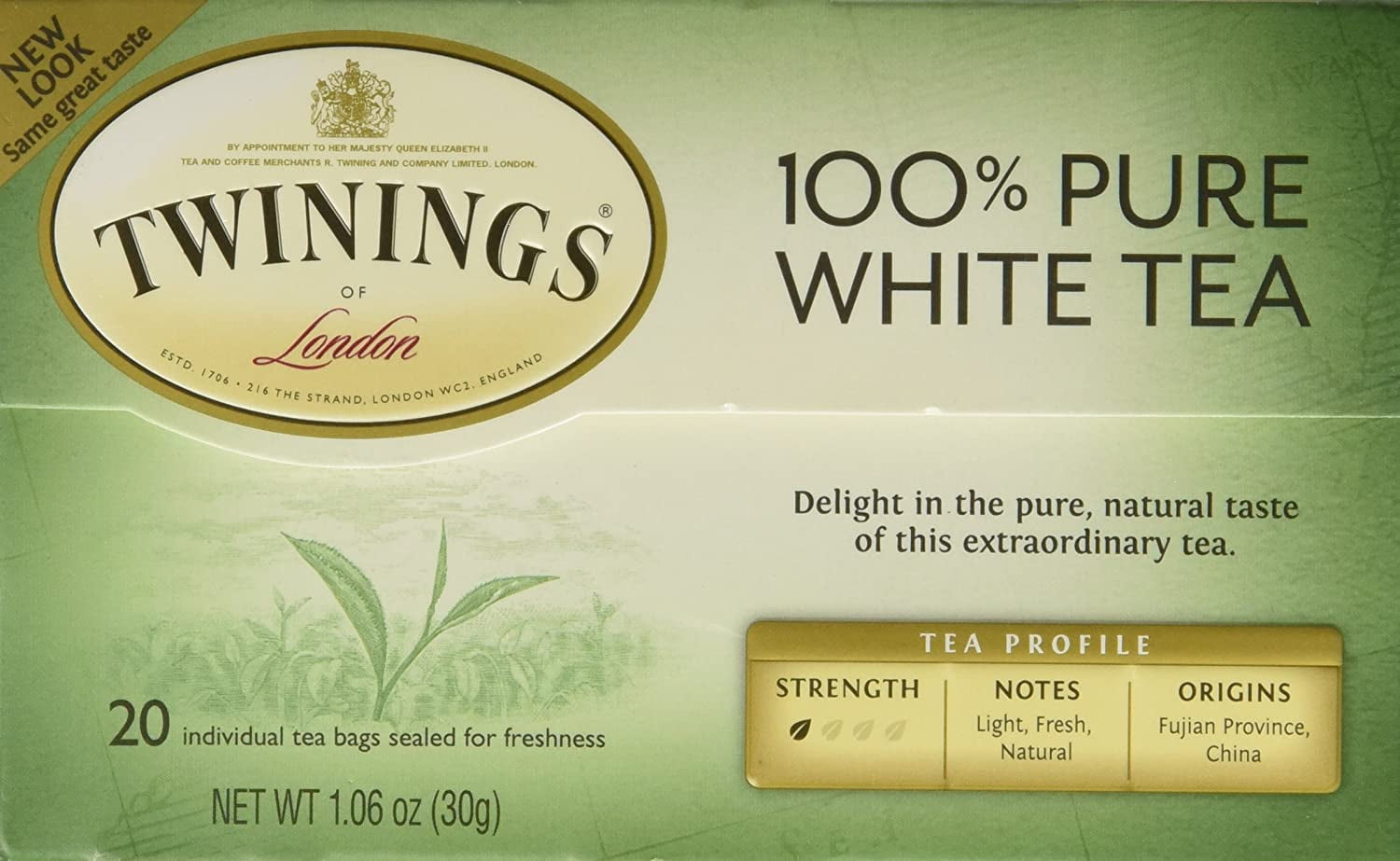 Twinings of London Fujian Chinese Pure White Tea : Box of 20 Tea Bags