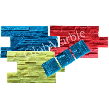Concrete Stamping - GlobMarble Concrete Vertical Stamp Mat WSM 10601/S. Set of 3 Rigid Stamps and 3 Ends