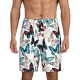 thumbnail image 1 of Balery Butterfly Pantalones cortos de pijama de punto de algodón para hombre con cinturilla y bolsillos-Small, 1 of 6